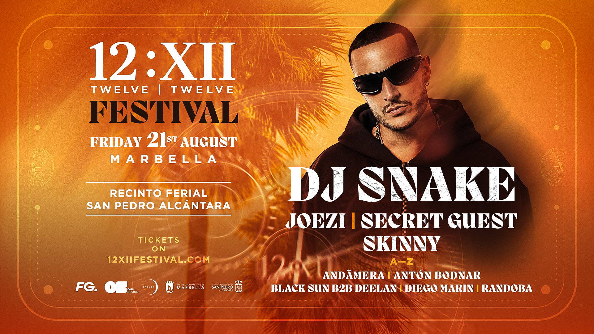 12:XII Festival poster featuring DJ Snake, Marbella