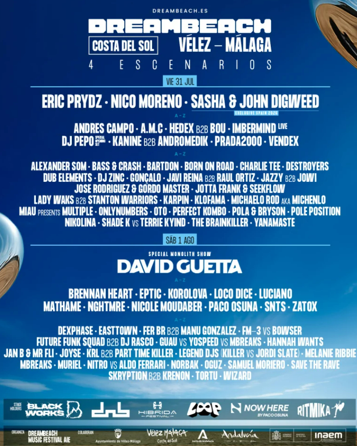 Dreambeach Costa del Sol 2026 lineup poster